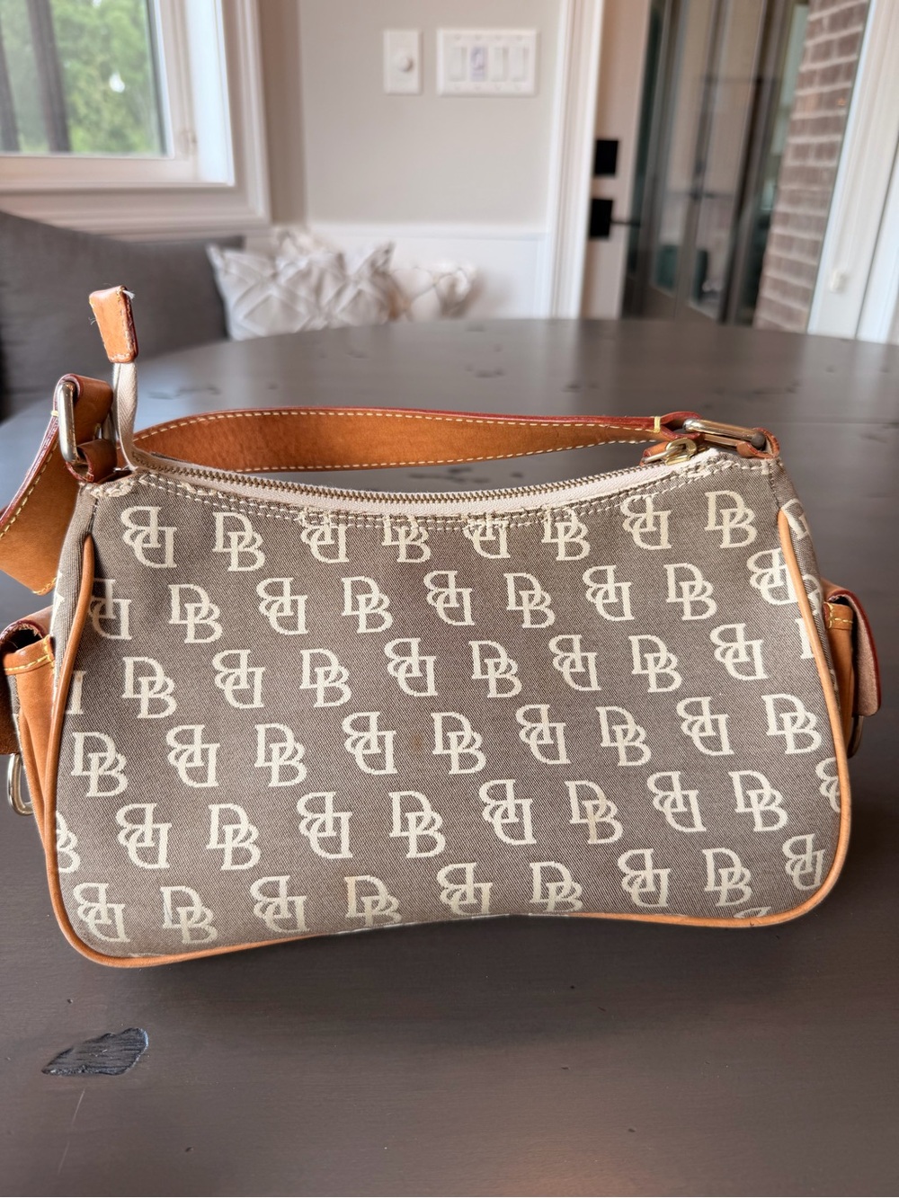 Vintage Dooney & Bourke Brown & Tan Monogram Bag - Picture 2 of 10